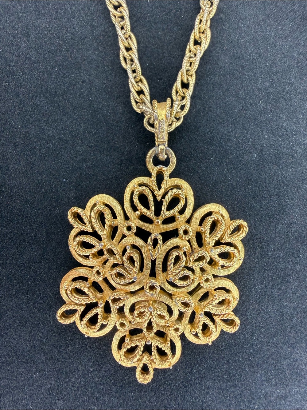 Signed Crown Trifari Pendant/Necklace